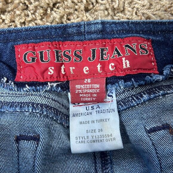 VINTAGE GUESS - Denim Skirt Split in Front Ladies Size 26 Dark Wash - Picture 10 of 11